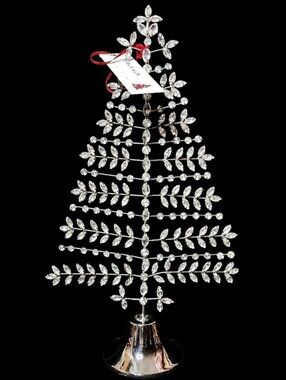 Bella Lux Luxury Clear Navette Rhinestone Silver Tone Holiday Christmas Tree NWT